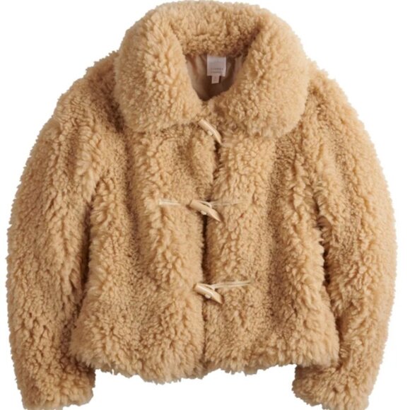 LC Lauren Conrad Womens Tan Faux Shearling Fuzzy Teddy Jacket Coat Sz XL New - Picture 3 of 11
